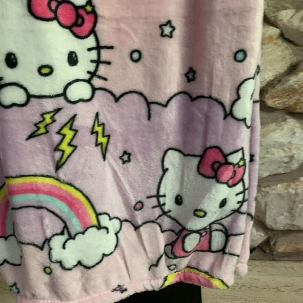 NWT Hello Kitty rainbow Lightning  storm plush throw blanket